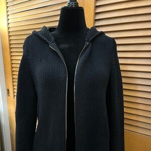 Jones New York Signature Hooded Knit Navy Blue Sweater XL